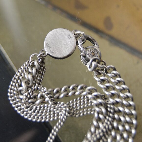 Multi-Strand Sterling Silver Chain Necklace with Diamond Pendant by Sheryl Lowe - Picture 7 of 9